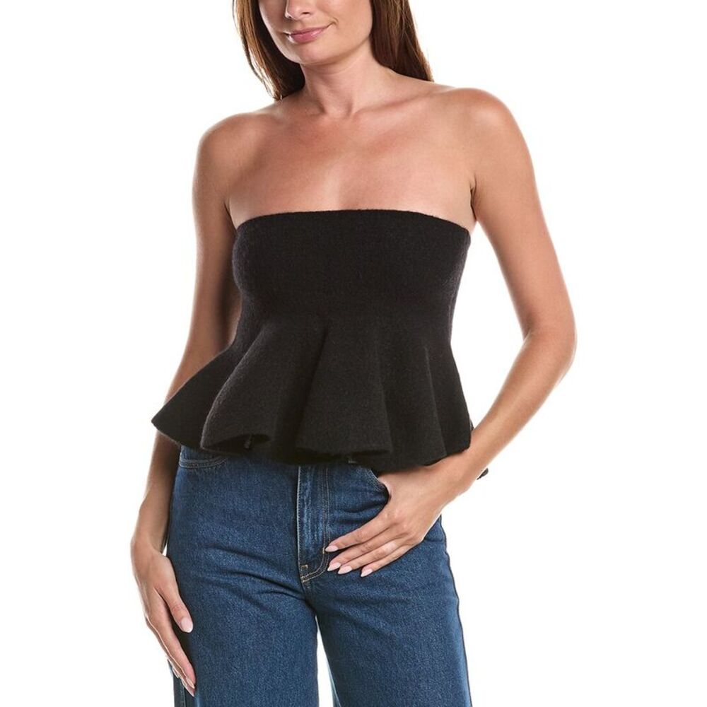Susana Monaco Womens  Mapache & Wool-Blend Tube Flair Top, Black